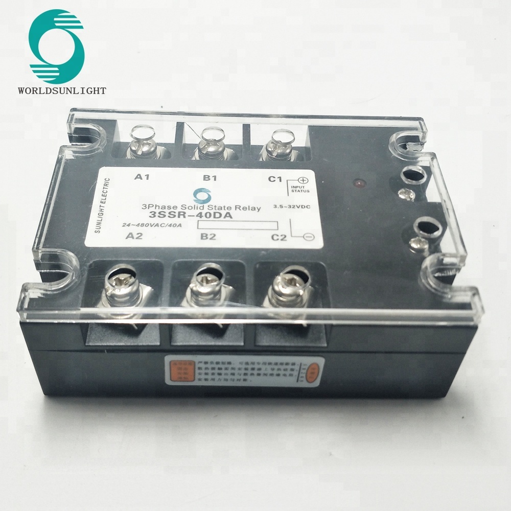 3SSR-40DA 40A 3-32VDC input 24-480VAC output 3-phase solid-state 3 phase ssr solid state relay