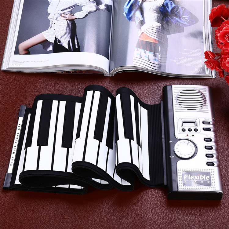 Foldable Diatonic Electronic Roll Up Piano Portable Flexible 61 Keys Silicone MIDI Digital Roll-Up Keyboard Piano