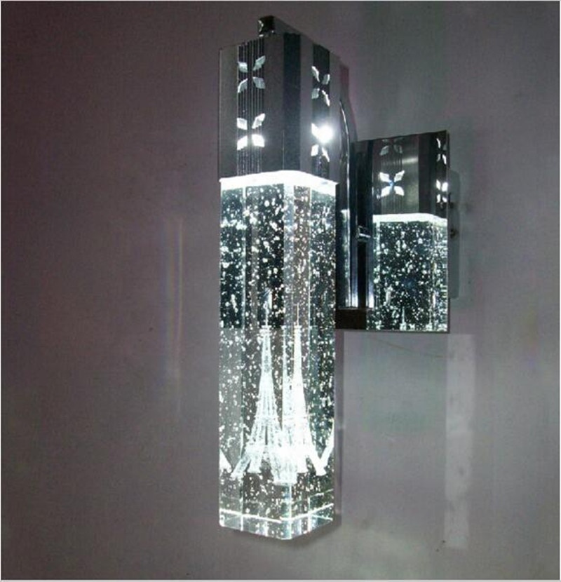 Bubble Crystal Column Bedside LED Bulbs lamp 4W Living Room  Mirror Front Wall light