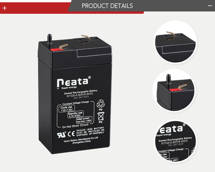 Vrla lead acid battery 6V6.8Ah gel battery for electric kids car