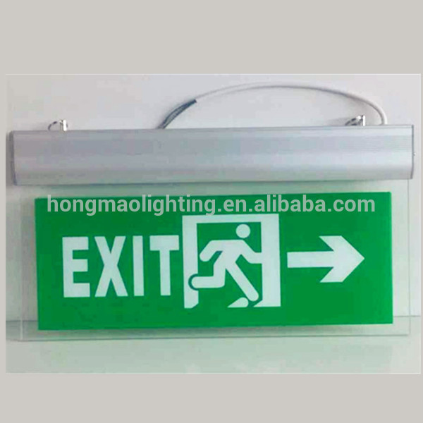 Shenzhen photoluminescent hanging led emergency battery backup acrylic exit sign light