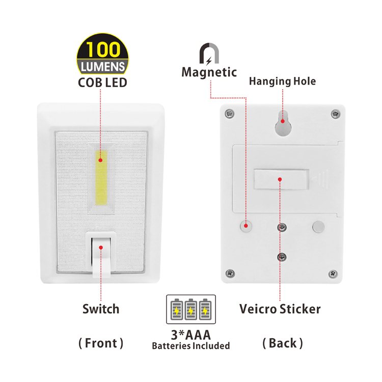 Wholesale ABS Material Dry Battery Included Mini COB Led Night Lights