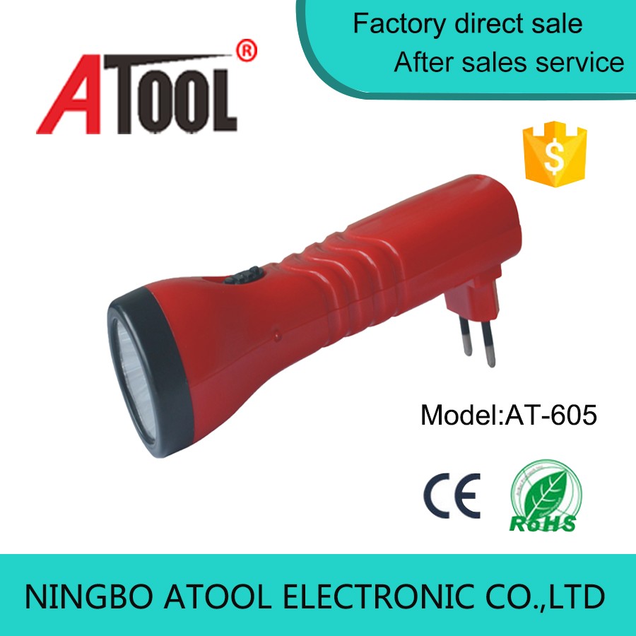 Atool 1W flashlight brazil plug torch round plug high power chargeable torch