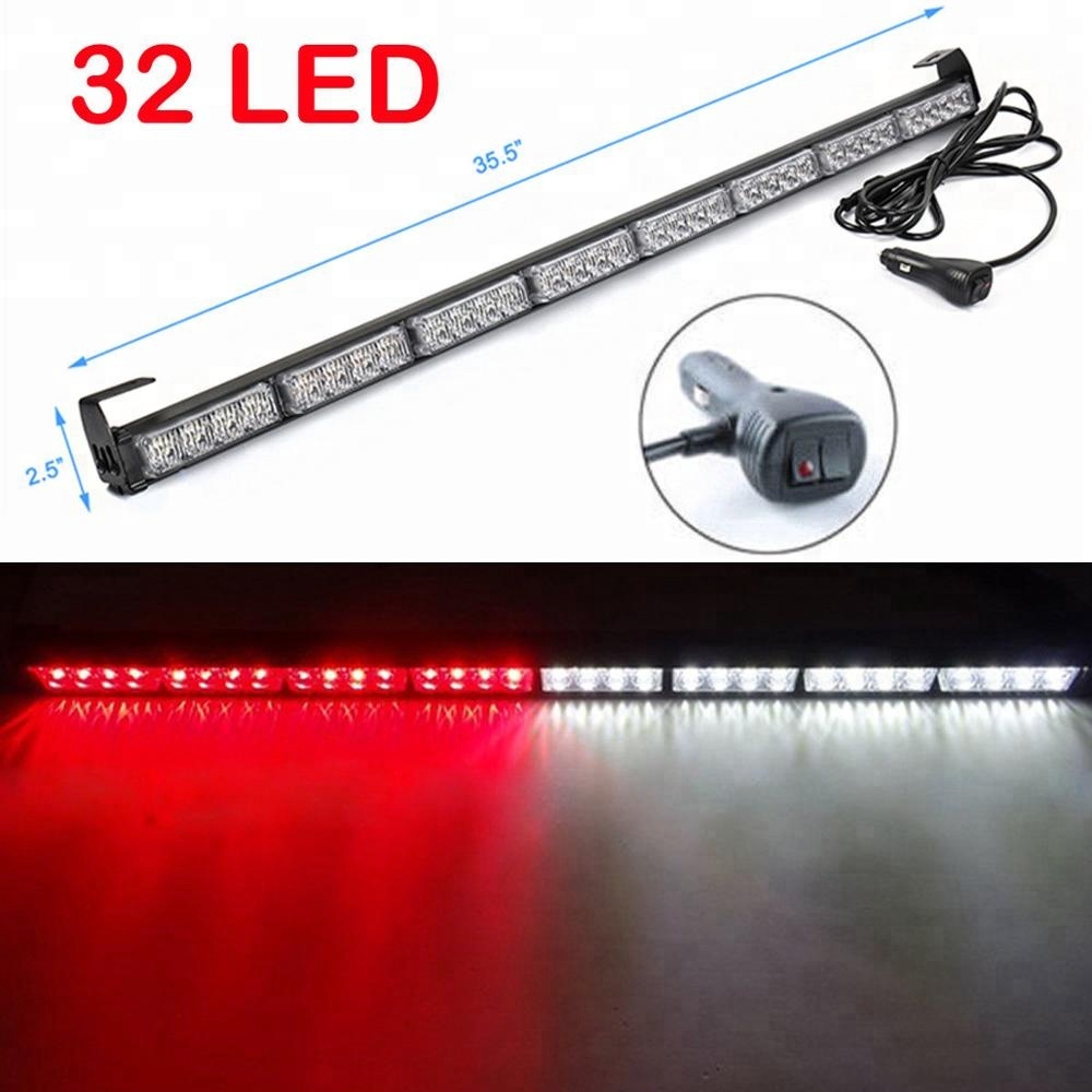 32 LEDs magnetic amber led strobe light bars for warning emergency