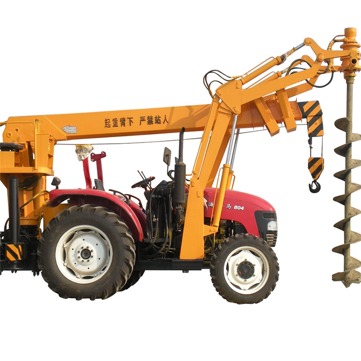 Guaranteed quality hole digging machine cement  concrete pole borehole machine  with tractor and crane