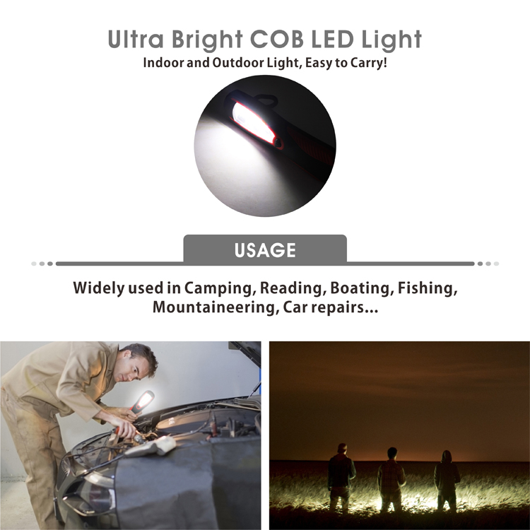 Batteries Included On Off Switch Portable COB Led Worklight