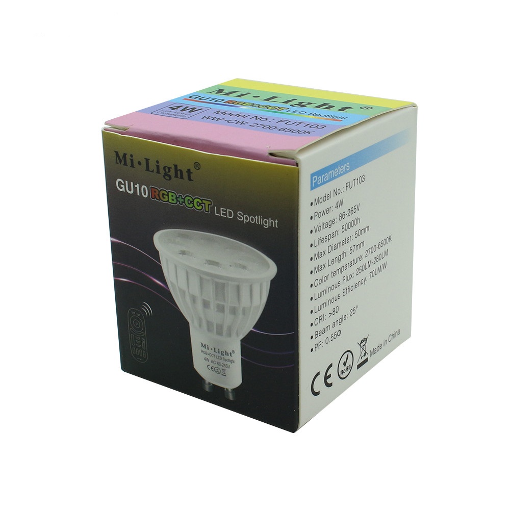 Mi Light Dimmable Led Bulb 4W GU10 RGB CCT led spotlight