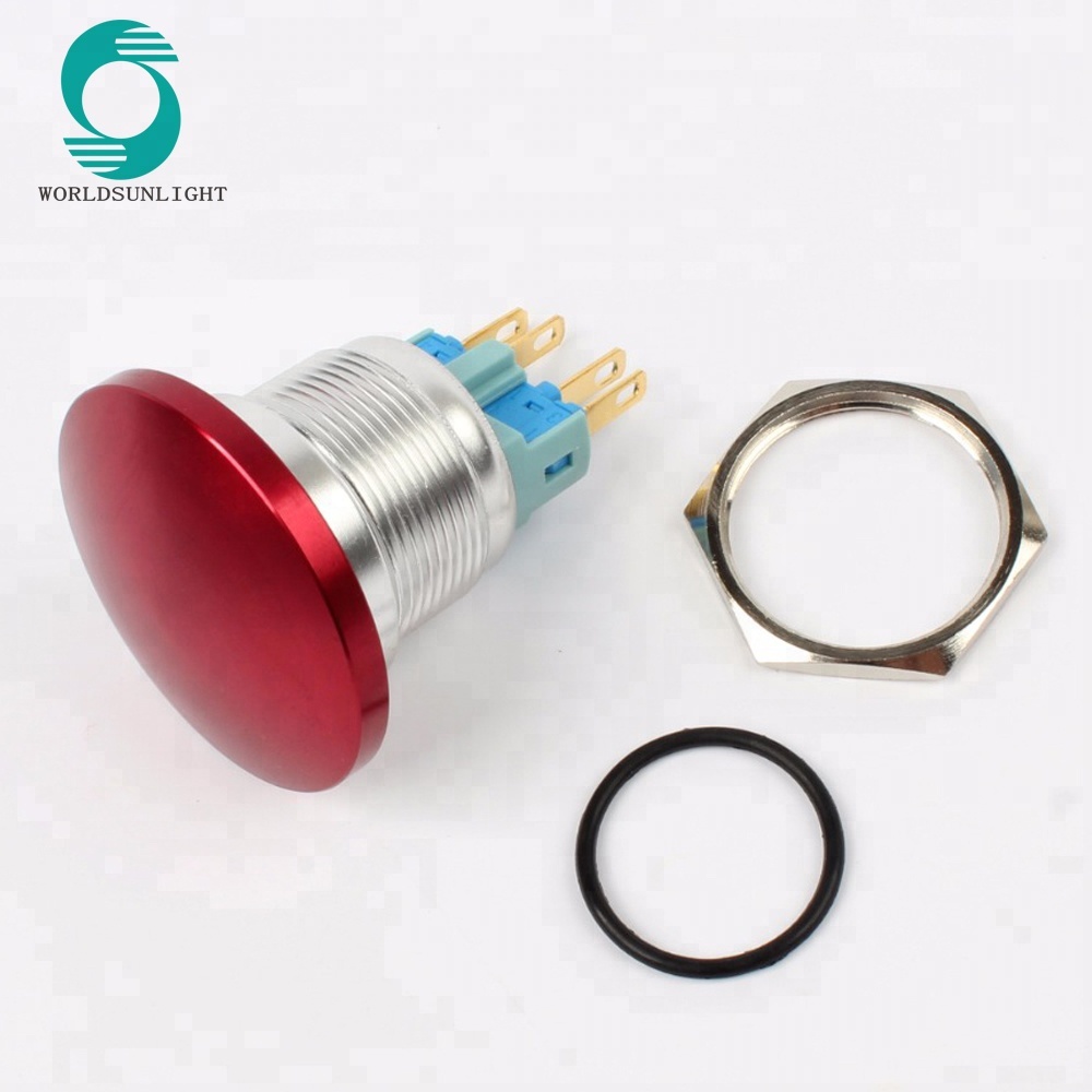 22mm IP67 Waterproof Switch momentary 1NO 1NC Metal Aluminum Switch Push Button Mushroom Emergency Stop Push Button