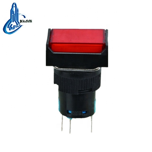 220 v neon indicator Minidirect16mm square button with lamp rectangular LED signal light XDL16-22CFD