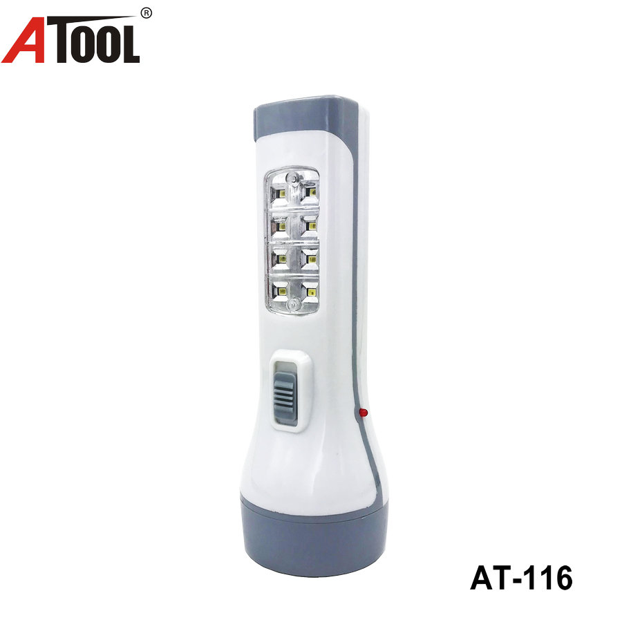 Atool 1w+8SMD LED rechargeable flashlight plastic torch