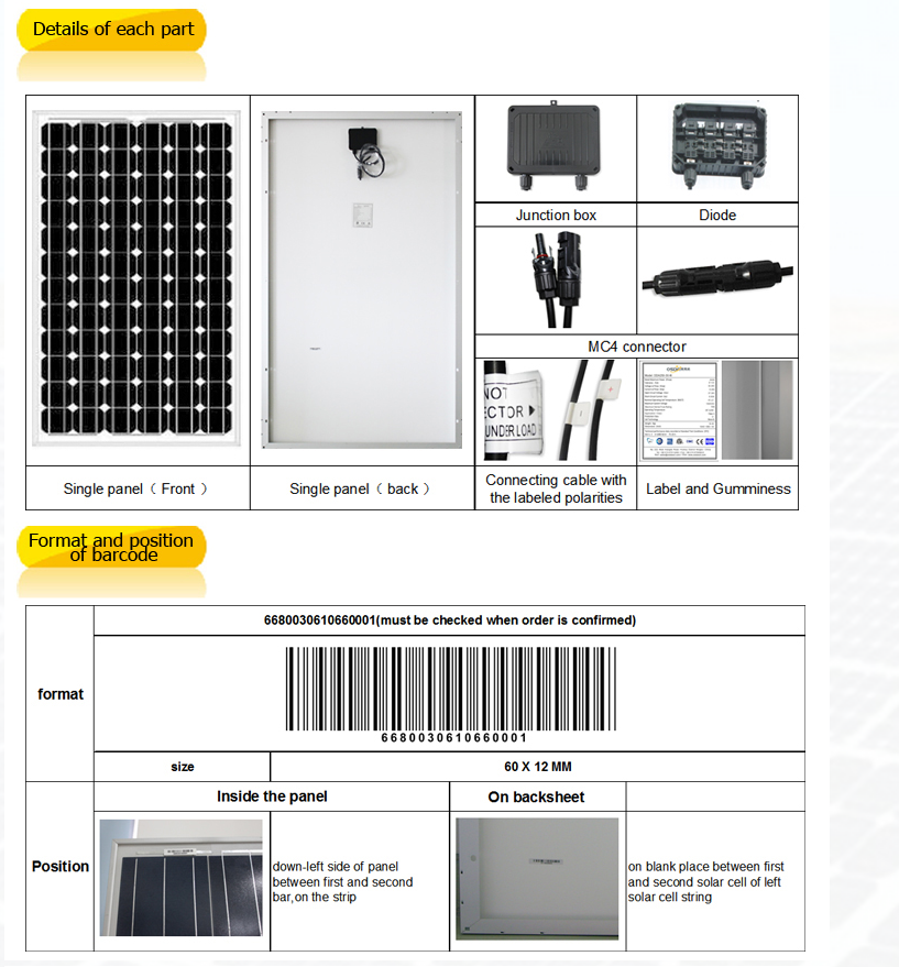 100kw solar panel price double glass solar panel