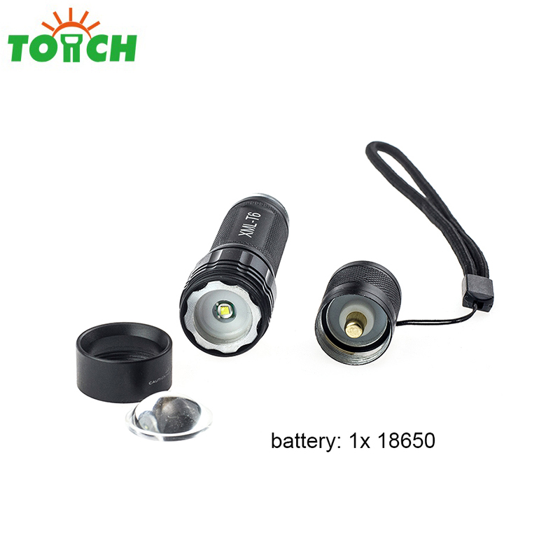 High power mini zoom flashlight rechargeable torch lamp for night