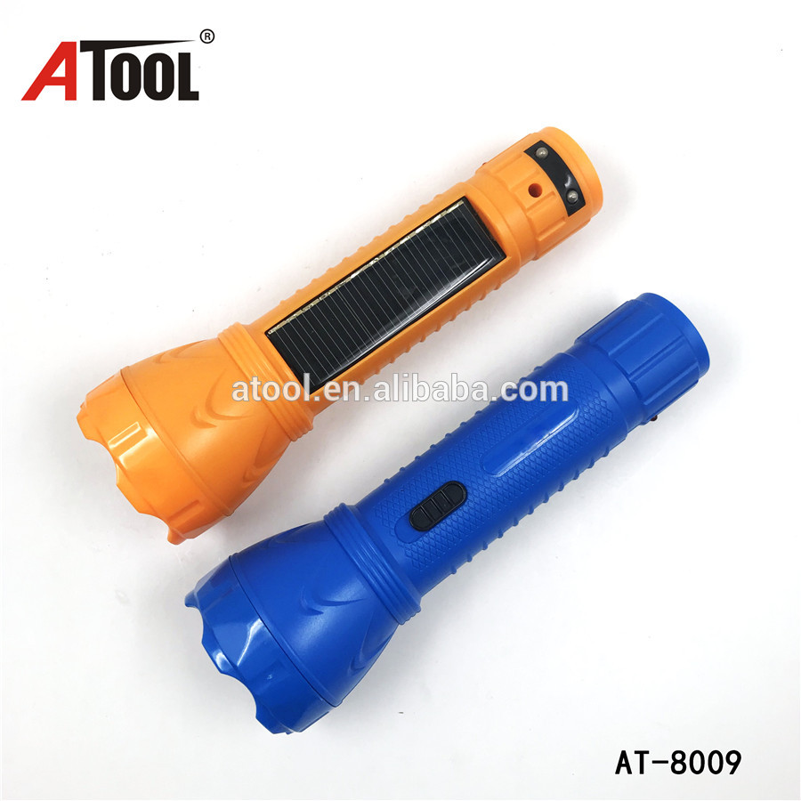 Wholesale high quality portable led rechargeable torch solar flashlight