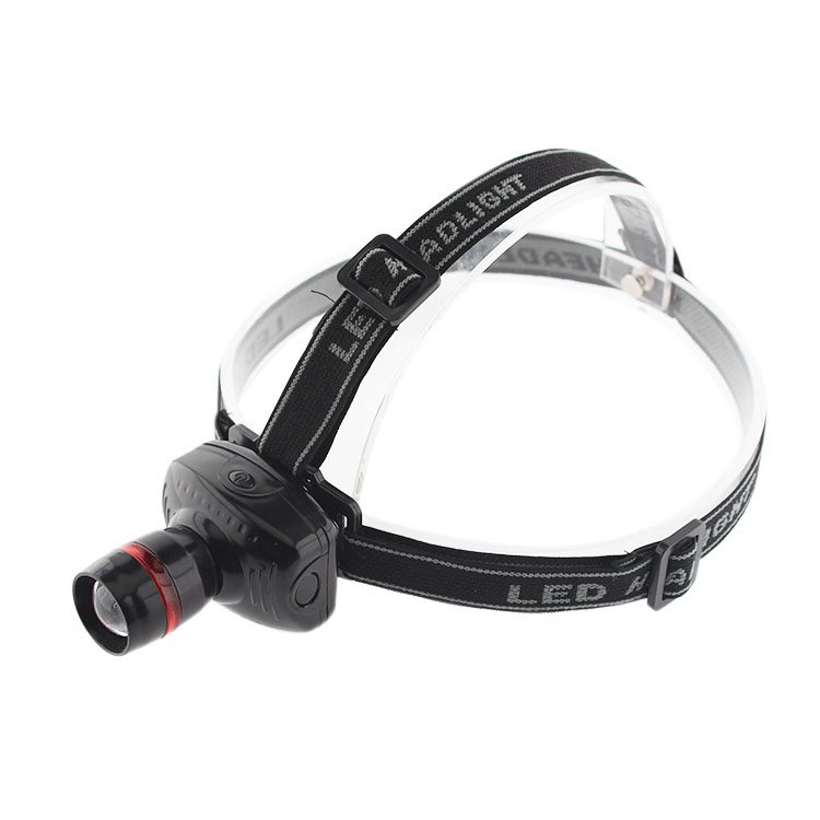 3 Mode Black LED Headlamp Very Light Plastic Zoomable Mini Headlamp