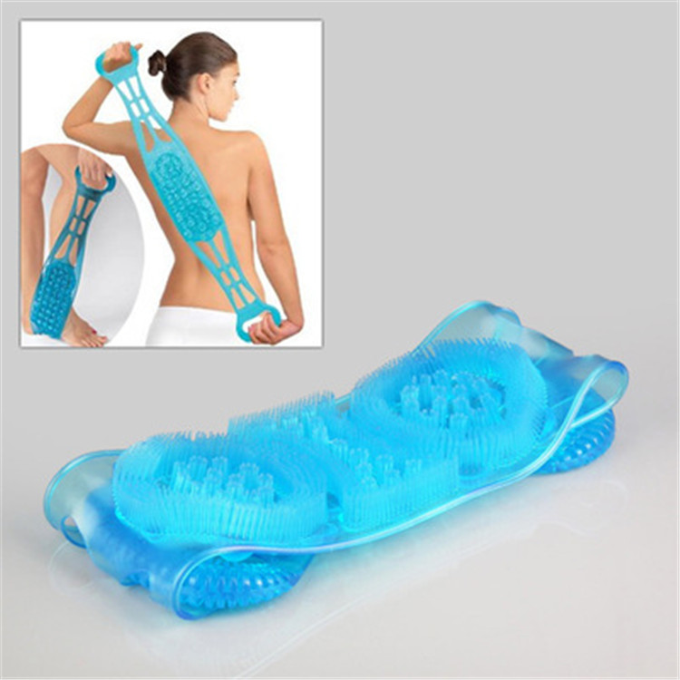 Silicone Dual Sided Back Massaging Shower Strap Body Back Washer Bath Cleaning Tools