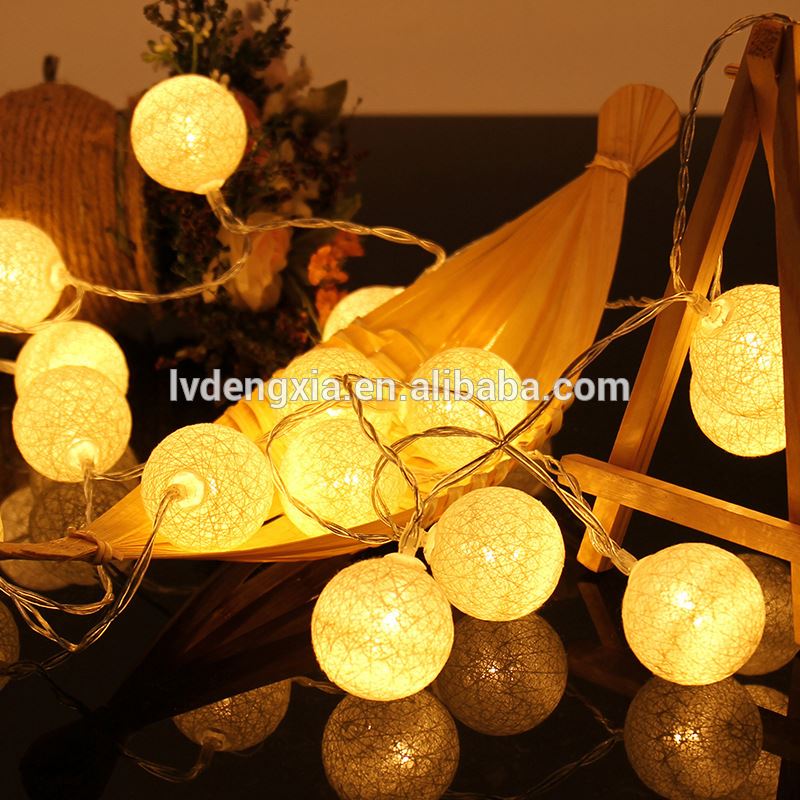 20PCS LED Cotton Christmas Ball Light Dry Battery String Lights for Banquet Home and Trees holliday Decorations