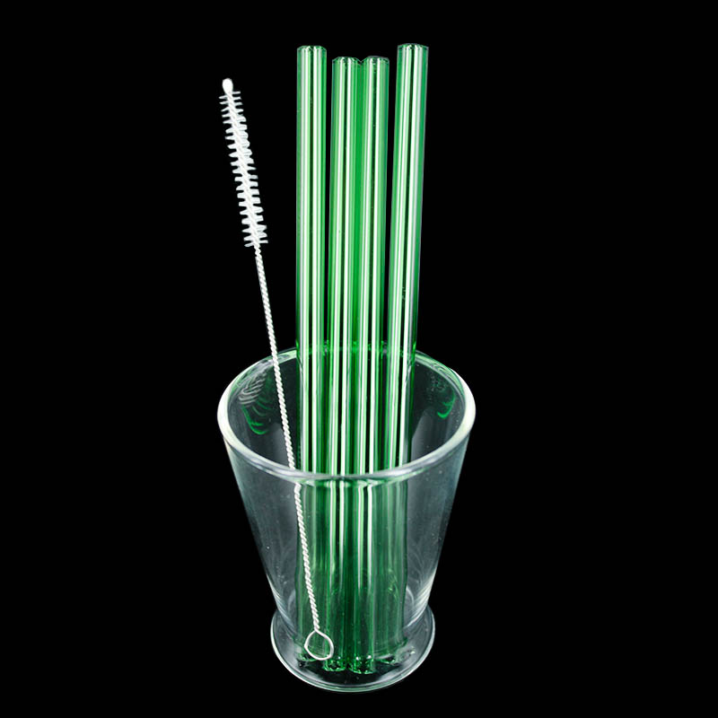 4 pack clear glass straw with straw