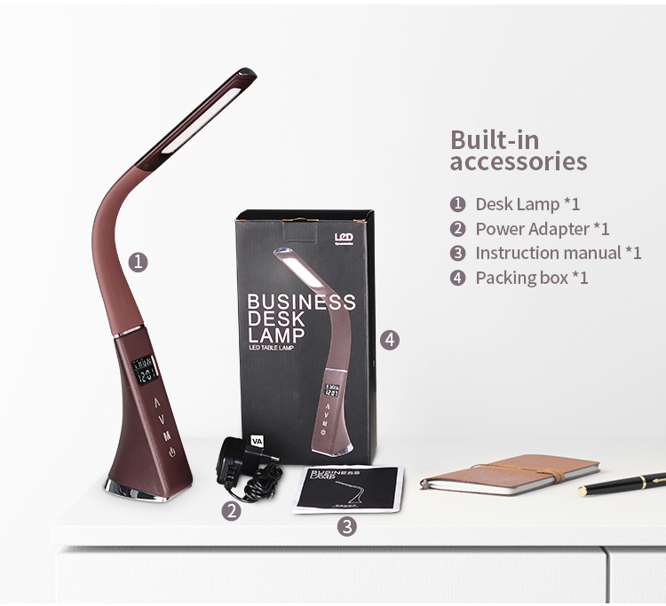 Amazon 2019 Reading Light Table Leather Flexible Arm Touch Sensor LED Study Office Desk Lamp