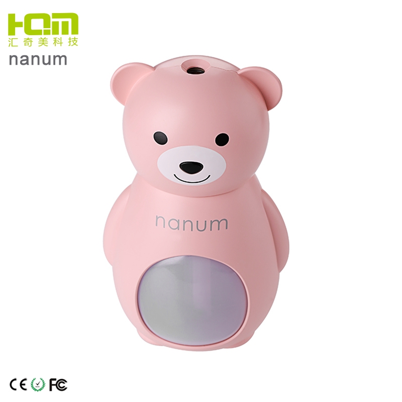 2018 New gift desktop mini bear usb air humidifier with 7 color led night light for car office home