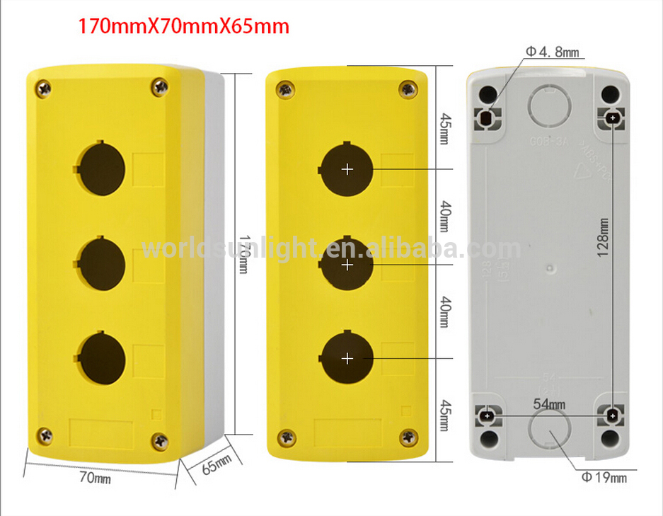 IP67 XLB-A-YW 1 2 3 4 5 6 holes Yellow plastic waterproof Push Button Control Switch Box