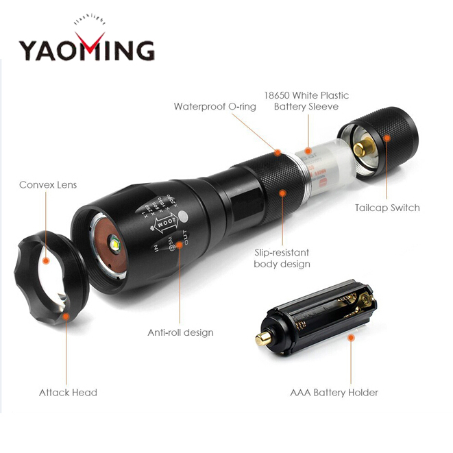 Amazon hot selling G700 rechargeable tactical T6 led flashlight