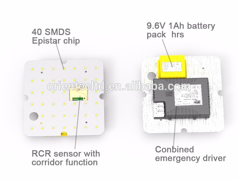 OT-HSB-40EMC 40 LED IP65 led Square emergency sensor bulkhead light with corridor function