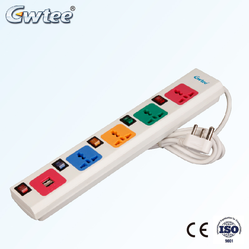 4 ways outlet universal electric multi extension power socket cord with overload protection