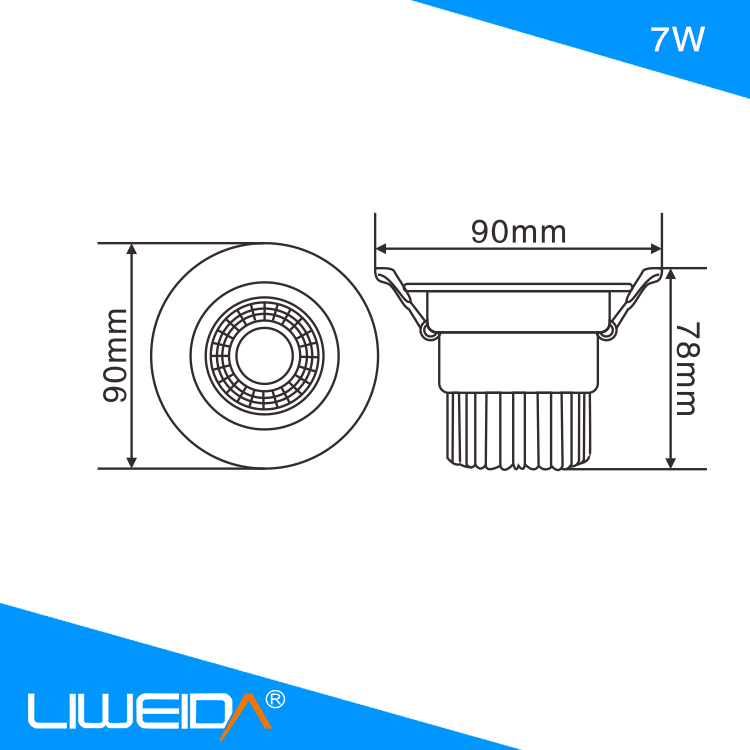 Aluminum housing and factory price energy saving round 7w 12w 15w 30w 40w COB led downlight