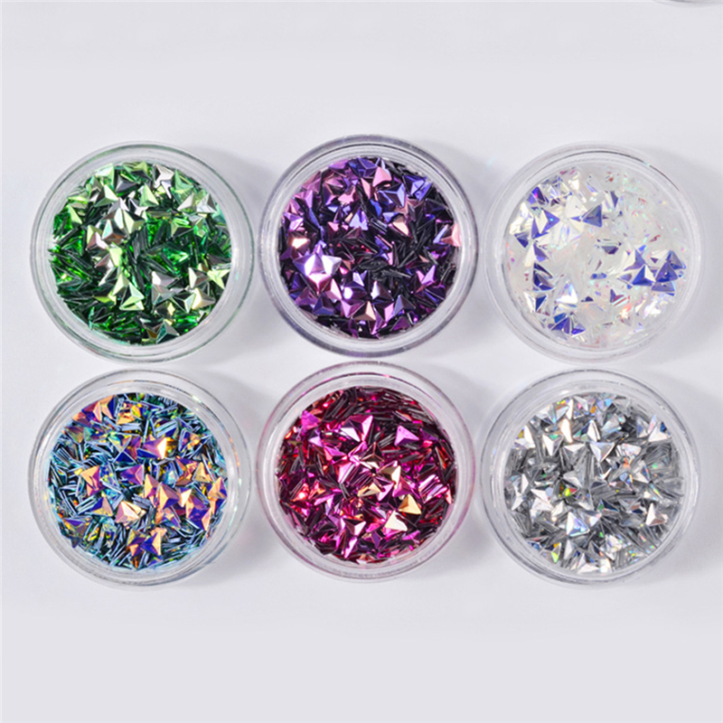 Latest Triangle Rhombus Colorful Flakes Glitter Palette 6 Boxes Chameleon AB Color Nail Sequins Set Nail Art Decoration Manicure