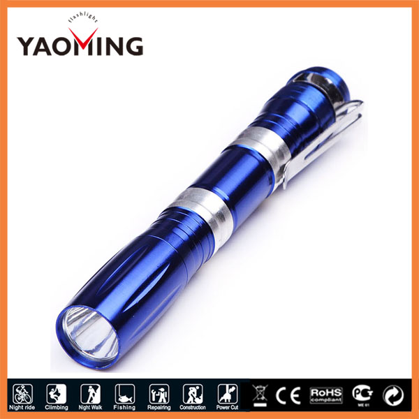 Minimicro aluminum led flashlight with clip made in china Metal Lights with AA battery