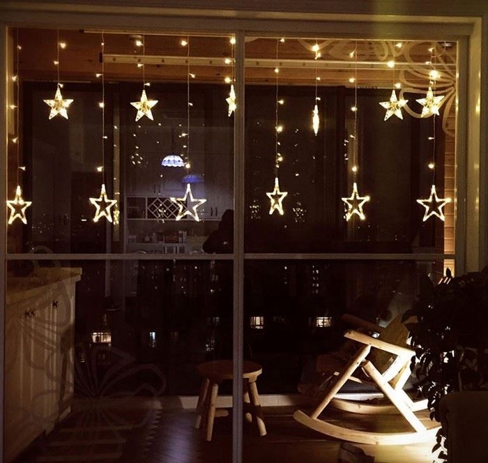 Decorative christmas wedding party led window string lights light curtain