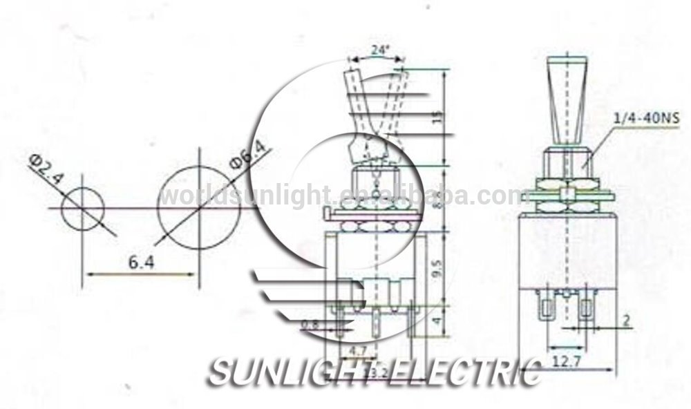 MTS-202-F1 F type Metal handle DPDT 6P ON-ON toggle switch