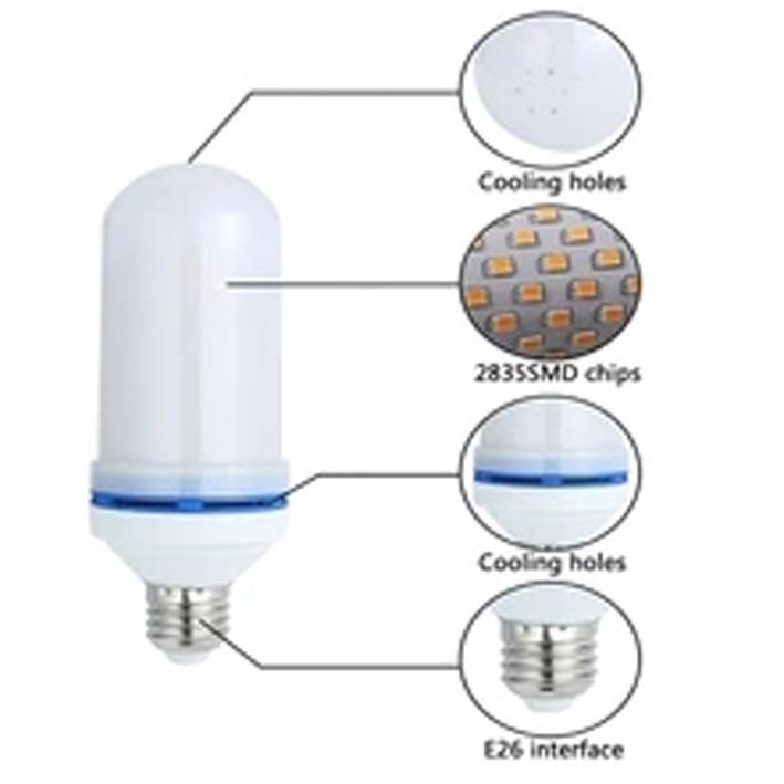 ready to ship  E27/B22 7w Warm white light led flame bulb led fire light