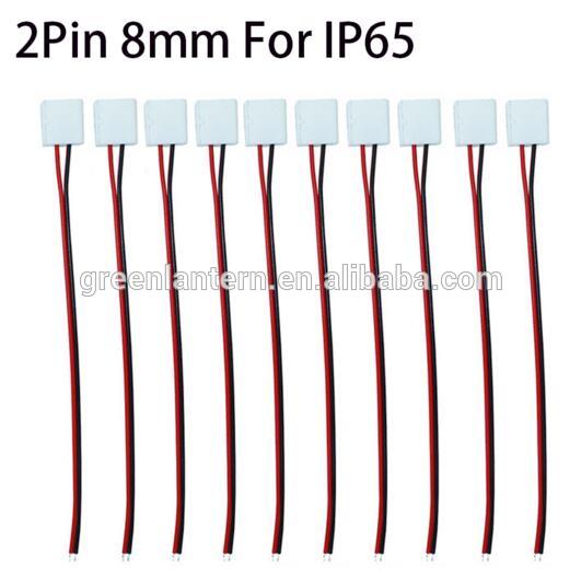 Solderless 8mm 2PIN DC 3528 Single Color LED Strip Connector Cable