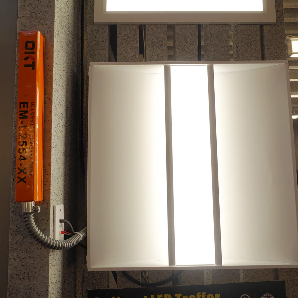 emergency backup battery for LED panel lights, replace conventional fluorescent emergency ballast equipped light fixture