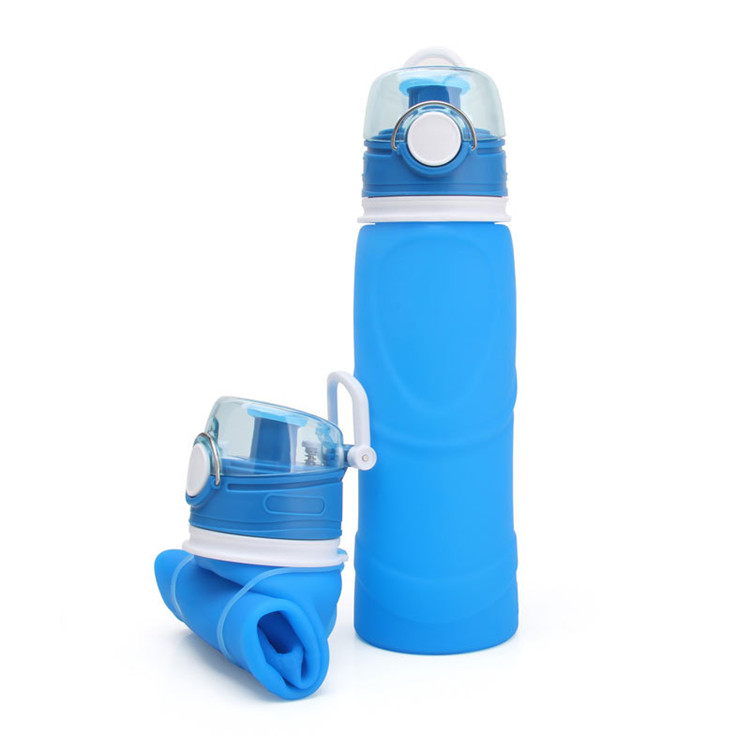 High Quality Eco-friendly Foldable Leakproof Silicone Water Bottle for Outdoor Sports Camping Hiking Bicycle Water Bottle 750ml