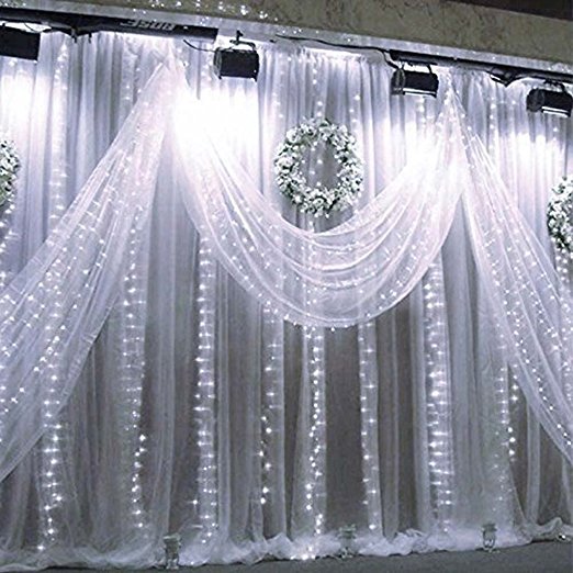 9.6ft*9.6f 300 LED Window Curtain String Light for Wedding Party Home Garden Bedroom Outdoor Indoor Decorations (Warm White)