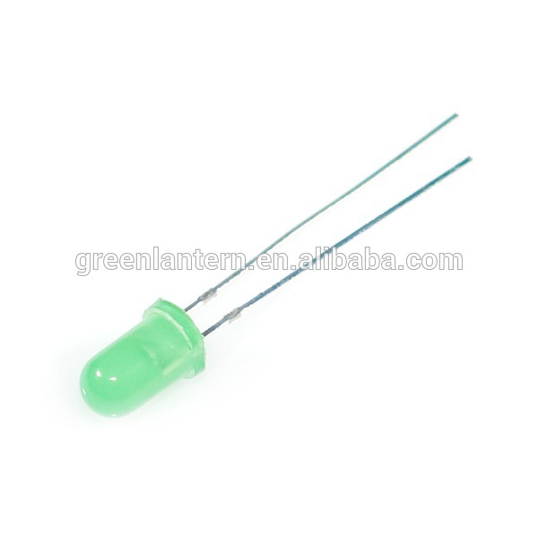 High brightness round 5mm green led diode 570nm 575nm green diffused len long legs