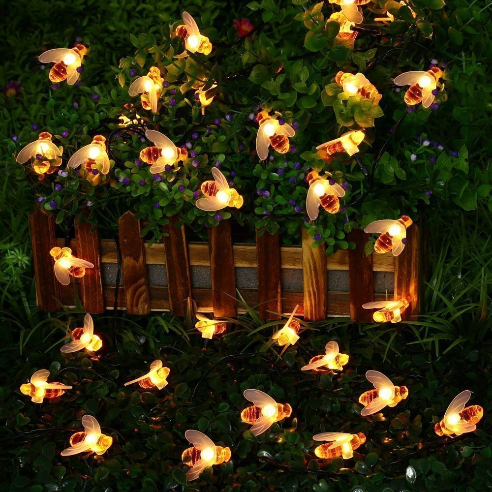 Solar String Light Waterproof Bee Solar Lights Garden Solar Bee Light for Outdoor Garden Summer Party Wedding