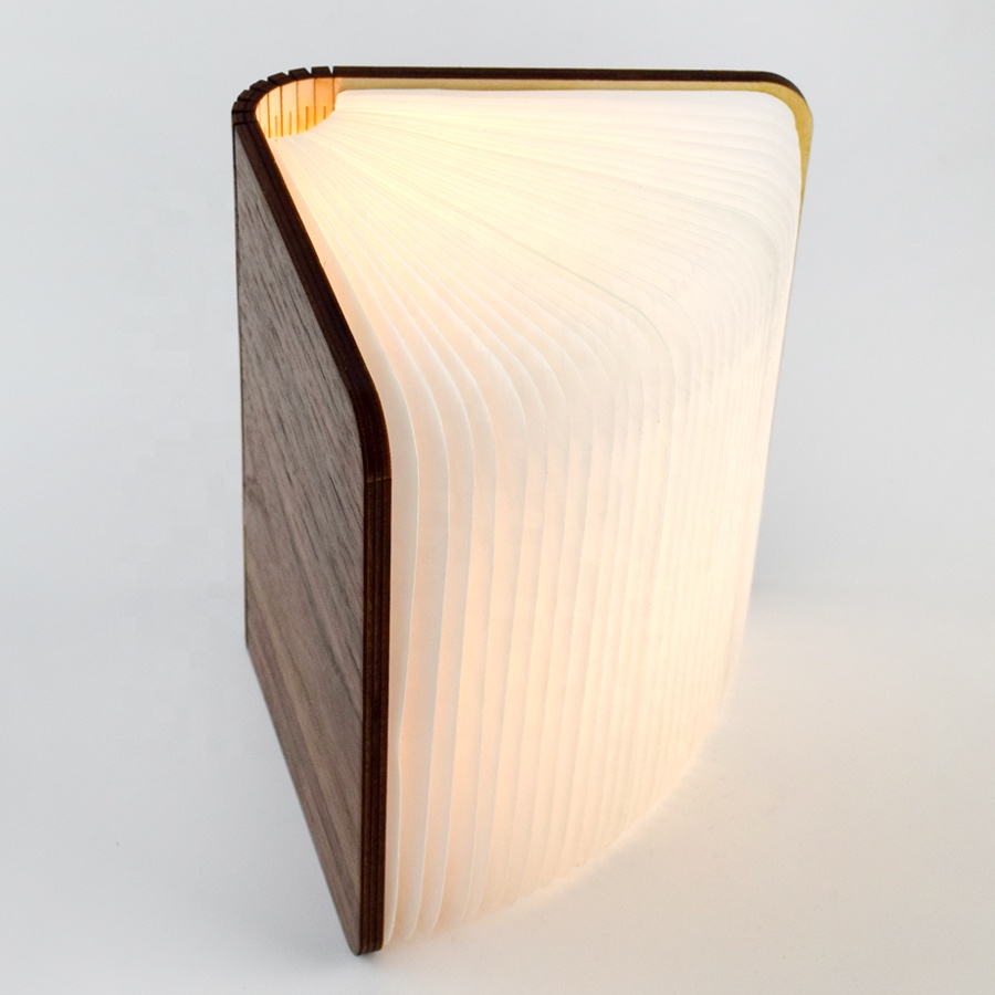 Elegant Book Lamp Mini Wooden Cover Folding LED Book Light