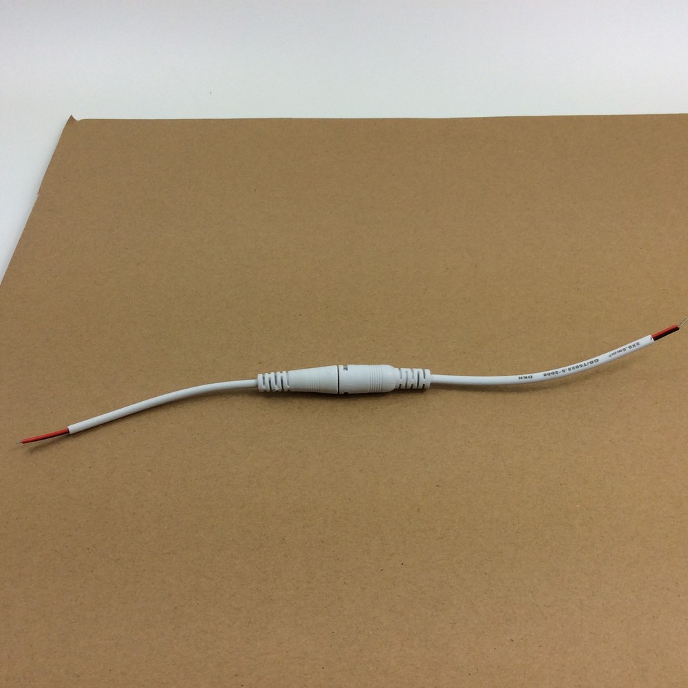White 5.5mm x 2.1mm DC Male and Female Connector Simple Waterproof Extended Cable 30cm for LED Strip