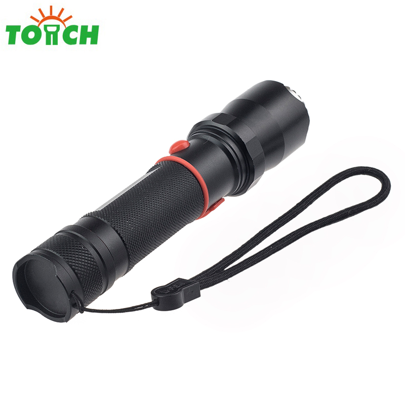 XM-L T6 LED Flashlight Self-Defense Super Bright Rechargeable Zoomable Focus Flashlight Tactical Torch Lamp Police Light