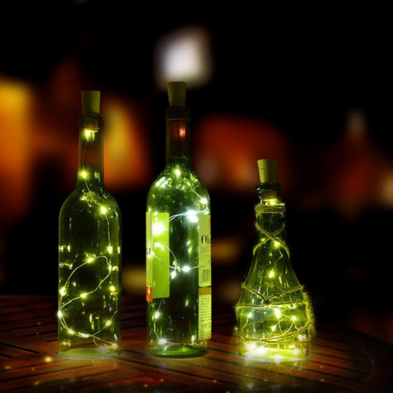 christmas party garland silvery copper wire Starry led wine bottle cork string light