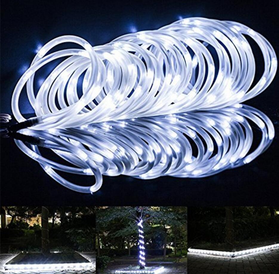 Waterproof IP65 Flexible Solar LED Rope Light 7m 50LEDs 12m 100LEDs Copper Wire Outdoor Decoration Light