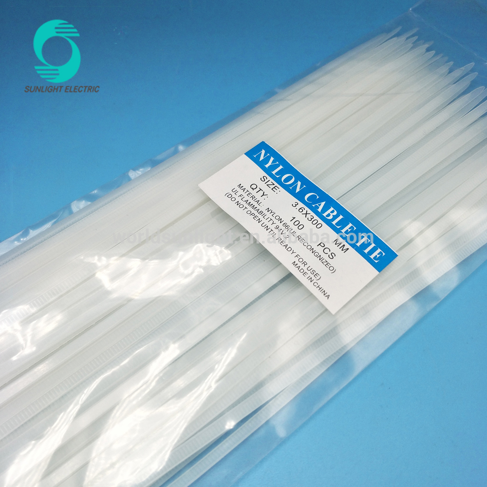 XLC-3.6*300 300mm Natural color white self-locking plastic nylon cable tie