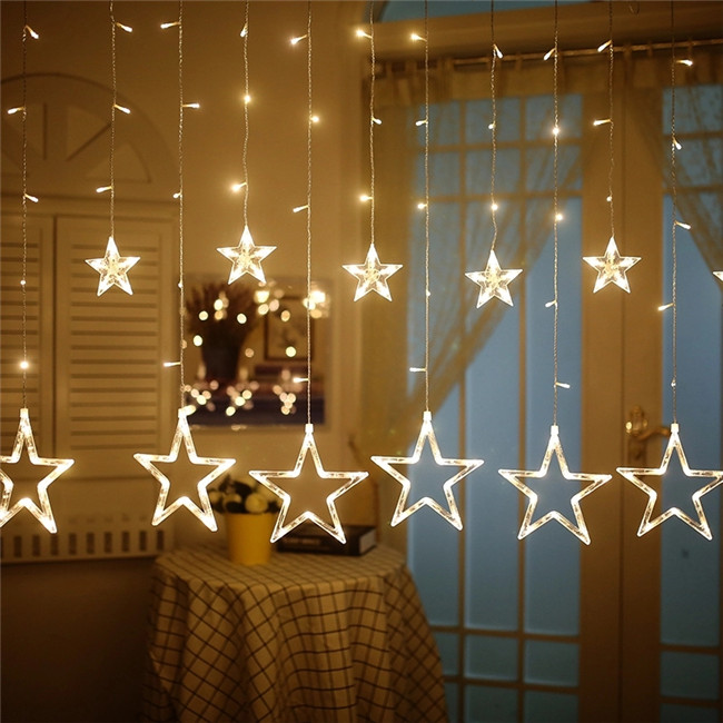 Twinkle LED String Multi Color Christmas Decoration Iclicle Star Curtain Wall Light