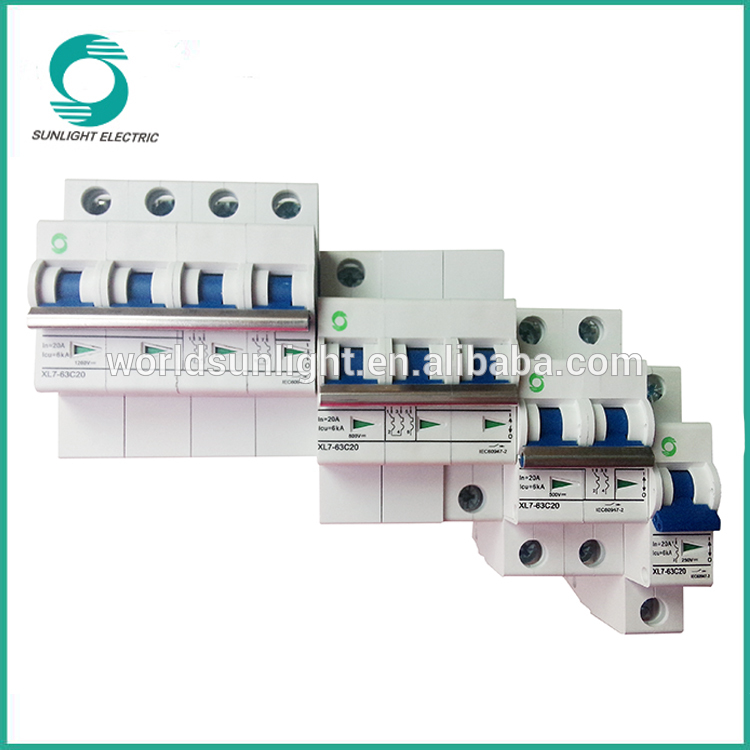 Solar system 6kA 250V 500V 800V 1000V 1200V 1P 2P 3P 4P mini miniature 25 amp mcb dc circuit breaker