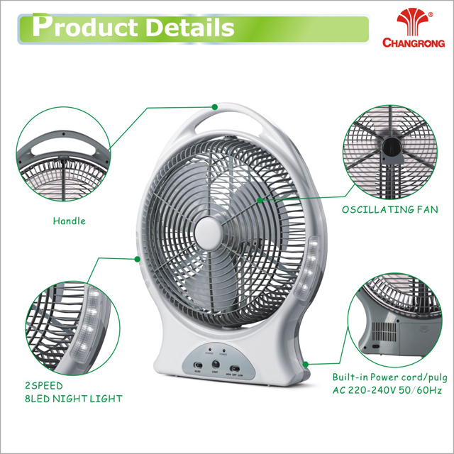 Rechargeable 12inch table fans AC DC fan with light