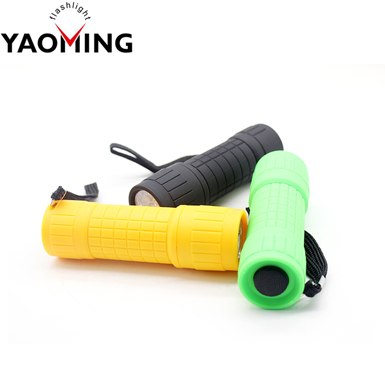 3*AAA Dry Battery Rubberized 9 Led flashlight,Led Torch Light Mini Torchlight,Led Torch