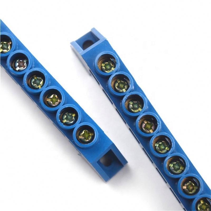 Blue 4/6/8/10/12 Positions Screw Terminal Block Connector Strip Electrical Distribution Wire Screw Terminal Brass Ground Bar